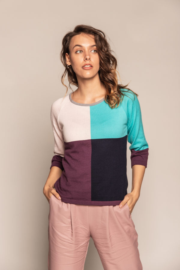 bluzka kolorowa bee and donkey knitwear