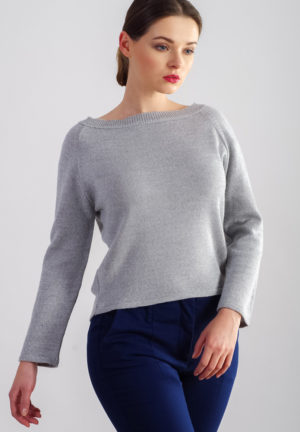Sweter basic krótki popielaty
